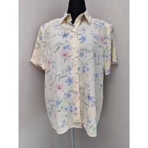 Sag Harbor Women's Sheer Floral Button Down Skirt Size Large